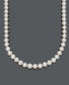 Let pearls unfurl at your neckline for a sophisticated overall look. Belle de Mer's AAA+ cultured freshwater pearls (8-1/2-9-1/2) turn the average girl into an instant Audrey Hepburn. Crafted in 14k gold. Approximate length: 18 inches.