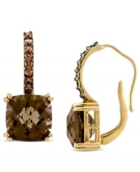 Stylishly subtle. Le Vian's leverback earrings, set in 14k gold, feature cushion-cut smokey quartz (6 ct. t.w.) and round-cut chocolate diamonds (1/4 ct. t.w.)-darker tones-for a look that's visually stunning. Approximate drop: 3/4 inch. Stylishly subtle. Le Vian's leverback earrings, set in 14k gold, feature cushion-cut smokey quartz (6 ct. t.w.) and round-cut chocolate diamonds (1/4 ct. t.w.)-darker tones-for a look that's visually stunning. Approximate drop: 3/4 inch.