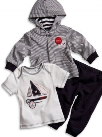 GUESS Kids Boys Baby Striped Hoodie, Tee & Pants Set, STRIPE (3/6M) GUESS Kids Boys Baby Striped Hoodie, Tee & Pants Set, STRIPE (3/6M)