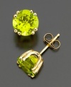 These round-cut peridot studs (4 ct. t.w.) are the perfect gift for an August birthday, or anyone who appreciates fresh, fabulous color. Set in 14k gold.