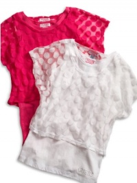 GUESS Kids Girls Big Girl Dotted Mesh Top with Tank, PINK (10/12) GUESS Kids Girls Big Girl Dotted Mesh Top with Tank, PINK (10/12)
