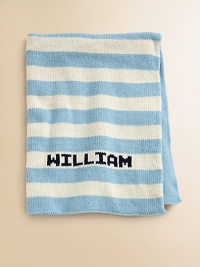 Stripes on the front, solid on the back and remarkably soft all over...this modern baby blanket is sure to be a new forever favorite. CottonMachine washMade in USAFOR PERSONALIZATION Select a quantity, then scroll down and click on PERSONALIZE & ADD TO BAG to choose and preview your personalization options. Please allow 4-6 weeks for delivery. Stripes on the front, solid on the back and remarkably soft all over...this modern baby blanket is sure to be a new forever favorite. CottonMachine washMade in USAFOR PERSONALIZATION Select a quantity, then scroll down and click on PERSONALIZE & ADD TO BAG to choose and preview your personalization options. Please allow 4-6 weeks for delivery.