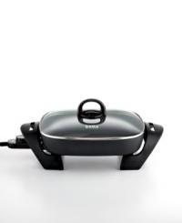 Steamed veggies, stir-fry and other healthy dishes are ready at a moment's notice with this easy-to-use electric skillet. Adjustable temperature controls deliver precision results, while a nonstick interior keeps food from sticking and ensures a hassle-free cleanup. 1-year warranty. Model 13820. Steamed veggies, stir-fry and other healthy dishes are ready at a moment's notice with this easy-to-use electric skillet. Adjustable temperature controls deliver precision results, while a nonstick interior keeps food from sticking and ensures a hassle-free cleanup. 1-year warranty. Model 13820.