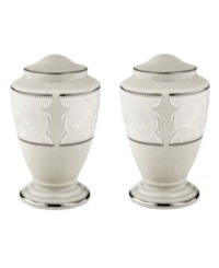 Welcome your guests to the table with the formal elegance of Lenox's Pearl Innocence. This fine bone china collection of dinnerware and dishes brings together a graceful tone-on-tone design with hand enameled pearl-like accents and rich bands of polished platinum. Welcome your guests to the table with the formal elegance of Lenox's Pearl Innocence. This fine bone china collection of dinnerware and dishes brings together a graceful tone-on-tone design with hand enameled pearl-like accents and rich bands of polished platinum.