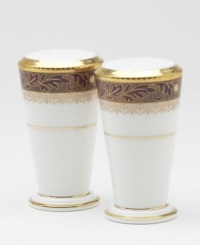 Add drama to your tabletop with this bold pattern from Noritake! Strikingly elegant, this bone china features a rich gold and red brocade border adorned with soft ivory dots and a gold band. Add drama to your tabletop with this bold pattern from Noritake! Strikingly elegant, this bone china features a rich gold and red brocade border adorned with soft ivory dots and a gold band.
