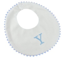 Princess Linens Garden Pique Bib, 2-pack - White with Baby Blue Rick Rack Trim-Y