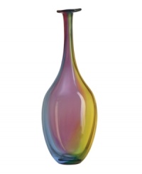 A beautiful accent for any home, this slender-necked bottle in swirling shades of pink and gold. A beautiful accent for any home, this slender-necked bottle in swirling shades of pink and gold.