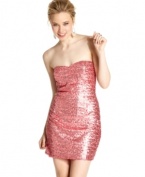 Dress to party! Reflective sequins add gorgeous luster to this strapless, sweetheart-style minidress from Trixxi!