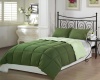 Chezmoi Collection 2-Piece Green/Light Green Super Soft Goose Down Alternative Reversible Comforter Set, Twin/Twin X-Large