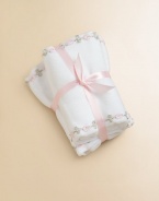 Soft cotton burp pads, decorated with sweet floral vine trim.Includes two padsMachine washCottonImported