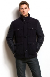 Armani Exchange Faux Leather Sleeve Toggle Coat Armani Exchange Faux Leather Sleeve Toggle Coat