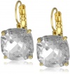 Kate Spade New York Essentials Clear Gold-Tone Small Square Lever Back Earrings