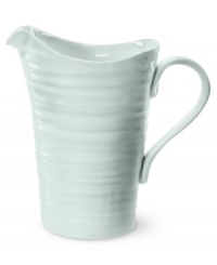 Pour in style! From celebrated chef and food writer, Sophie Conran, comes this artfully designed pitcher. A ribbed texture evokes the charming look of traditional hand thrown pottery. Pour in style! From celebrated chef and food writer, Sophie Conran, comes this artfully designed pitcher. A ribbed texture evokes the charming look of traditional hand thrown pottery.