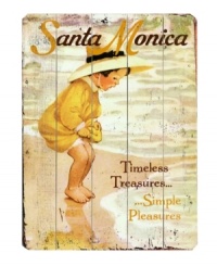 Adorable for your baby's bedroom or the family beach house, this wooden sign captures the ageless excitement of playing in the surf. A vintage illustration and weathered finish brings a nostalgic feel to the sunny Santa Monica scene. Adorable for your baby's bedroom or the family beach house, this wooden sign captures the ageless excitement of playing in the surf. A vintage illustration and weathered finish brings a nostalgic feel to the sunny Santa Monica scene.