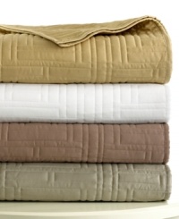 A clean, geometric pattern enhances this Gateway quilt, featuring shimmering cotton sateen that offers depth and chic structure to any Barbara Barry bed. A clean, geometric pattern enhances this Gateway quilt, featuring shimmering cotton sateen that offers depth and chic structure to any Barbara Barry bed.