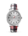 Timex's Modern Easy Reader makes a retro-cool impression, from the red plaid leather strap to the blissfully uncomplicated brass silver case. It's casual with the guys and stylish at the water cooler.