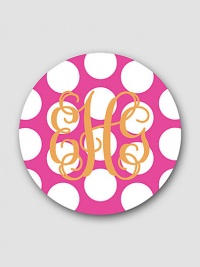 Transform your dinner table or buffet with a set of personalized, virtually break-proof plates. A colorful pattern fits into everyday and celebratory occasions alike. Set of 4 Each: 10 diam Melamine; dishwasher safe Made in USA FOR PERSONALIZATION Select a quantity, then scroll down and click on PERSONALIZE & ADD TO BAG to choose and preview your personalization options. Please allow 2 weeks for delivery. Transform your dinner table or buffet with a set of personalized, virtually break-proof plates. A colorful pattern fits into everyday and celebratory occasions alike. Set of 4 Each: 10 diam Melamine; dishwasher safe Made in USA FOR PERSONALIZATION Select a quantity, then scroll down and click on PERSONALIZE & ADD TO BAG to choose and preview your personalization options. Please allow 2 weeks for delivery.