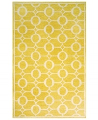 Get ready for brightness. Melding effortless, modern design with a vibrant yellow, the Arabesque area rug transforms a room with ideal texture, style and function. Hand-tufted, ultra-durable and so easy to clean, it is UV light stabilized to resist fading, whether used indoors or out. Get ready for brightness. Melding effortless, modern design with a vibrant yellow, the Arabesque area rug transforms a room with ideal texture, style and function. Hand-tufted, ultra-durable and so easy to clean, it is UV light stabilized to resist fading, whether used indoors or out.