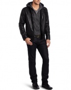 Kenneth Cole Men's Faux Leather Moto With Hoodie