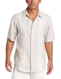 Cubavera Men's Short Sleeve 100% Linen Embroidered Stripe Shirt Cubavera Men's Short Sleeve 100% Linen Embroidered Stripe Shirt