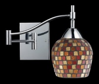 Elk Lighting 10151/1 Single Light Swing Arm Wall Sconce from the Celina Collection, Polished Chrome / Multi Fusion Glass Elk Lighting 10151/1 Single Light Swing Arm Wall Sconce from the Celina Collection, Polished Chrome / Multi Fusion Glass