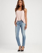 Lightweight denim in a faded wash, tailored with just a hint of stretch for a sleek and skinny fit.THE FITFitted through hips and thighsMedium rise, about 8Inseam, about 29THE DETAILSZip flyFive-pocket style65% cotton/33% tencel/2% elastaneMachine washMade in USA of imported fabricModel shown is 5'8½ (174cm) wearing US size 4.