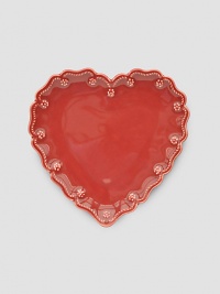 A quartet of romantic party plates, lovingly handcrafted in ceramic with vibrant color and rope detail. Arrives in a gift box Set of 4 Each: 6½ wide Dishwasher safe Imported A quartet of romantic party plates, lovingly handcrafted in ceramic with vibrant color and rope detail. Arrives in a gift box Set of 4 Each: 6½ wide Dishwasher safe Imported