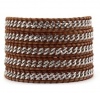 Chan Luu Silver Chain Wrap Bracelet on Natural Brown Leather