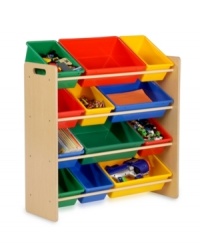 Play on! The perfect solution to bring order to the big, busy world of your little ones. Twelve colorful bins of varying sizes add a bright addition and make organizing fun, quickly tidying up a very lived-in space. Bins easily remove from shelves to make clean-up time fast and hassle-free. Limited lifetime warranty. Play on! The perfect solution to bring order to the big, busy world of your little ones. Twelve colorful bins of varying sizes add a bright addition and make organizing fun, quickly tidying up a very lived-in space. Bins easily remove from shelves to make clean-up time fast and hassle-free. Limited lifetime warranty.