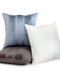 Rows of detailed pleating give this Hotel Collection decorative pillow a decidedly modern appeal. Featuring pure Pima cotton; zipper closure. Rows of detailed pleating give this Hotel Collection decorative pillow a decidedly modern appeal. Featuring pure Pima cotton; zipper closure.