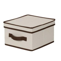 Household Essentials Medium Storage Box, Natural Canvas with Brown Trim Household Essentials Medium Storage Box, Natural Canvas with Brown Trim