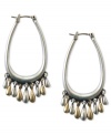 Add a little flair to your hoop earrings with this pair from Lucky Brand. Stunning accents crafted from gold- and silver-tone mixed metal dangle from the silver-tone hoops. Approximate drop: 1-7/8 inches.