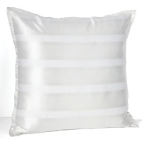 Crisp and bright, this Hudson Park Luxe decorative pillow boasts embellished stripes in silk and cotton in a polished shimmery white on white. Elegantly minimalist styling lets the luminous pattern shine through.