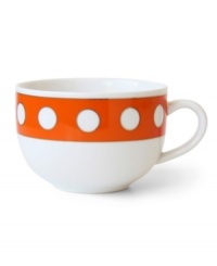 Spot on. Jonathan Adler's Mod Dot mug gives any meal a stylish boost with a bold orange and white palette. Gold trim adds an opulent touch. Spot on. Jonathan Adler's Mod Dot mug gives any meal a stylish boost with a bold orange and white palette. Gold trim adds an opulent touch.