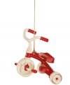 Hop along for the ride! Lenox has crafted a whimsical red tricycle in this porcelain ornament, perfect for commemorating your little tykes first ride. With gold hanging thread.