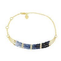Meira T Solid 14K Yellow Gold 3 Strand Blue Sapphire Beads & Bezel Set Diamonds Chain Bracelet Meira T Solid 14K Yellow Gold 3 Strand Blue Sapphire Beads & Bezel Set Diamonds Chain Bracelet