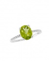 Effy Jewlery 14K White Gold Peridot and Diamond Ring, 1.61 TCW Ring size 7