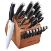 Hand-forged from premium quality high carbon, stainless German steel, this new 21 piece Calphalon cutlery set features sleek, ergonomically contoured grip handles. A full tang design provides superior strength and balance. The name of each knife is etched into the end of its handle for quick I.D.