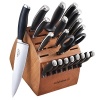 Hand-forged from premium quality high carbon, stainless German steel, this new 21 piece Calphalon cutlery set features sleek, ergonomically contoured grip handles. A full tang design provides superior strength and balance. The name of each knife is etched into the end of its handle for quick I.D.