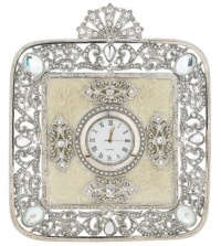 Olivia Riegel Deco Desk Clock With Rhinestones, Swarovski Crystals & Faux Seed Pearls