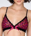 Hanky Panky Hearts Print Signature Lace Wire-Free Bralette, S, Black / Red
