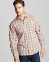 PRPS Goods & Co. Woven Check Button Down Sport Shirt - Slim Fit, Barrel Cuffs