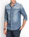 GUESS Basic Denim Shirt in Spell Wash