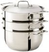 All-Clad Metalcrafters E8979064AMZ 2-Tier Stainless Steel Steamer with Locking Tongs Set, 5.3-Quart