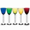 Designed for todays contemporary lifestyle and expression of personal entertaining styles. Simple, easy to integrate and multi-functional, each piece is an exemplary marriage of beauty and practicality that is sure to delight with each use. Shown left to right: vega Rhine wine glasses in cobalt, emerald, olive, topaz, ruby; also available in sapphire and clear.