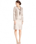 An elegant affair calls for an equally stylish wardrobe. Le Suit's tailored skirt suit features a sophisticated shantung fabric with a touch of shine.