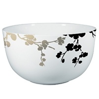 From Raynaud in Limoges porcelain, a modern, Asian-influenced pattern in black, white, and yellow with platinum bordering. Mix in yellow saucers and buffet plates to make the pattern pop. From Raynaud in Limoges porcelain, a modern, Asian-influenced pattern in black, white, and yellow with platinum bordering. Mix in yellow saucers and buffet plates to make the pattern pop.