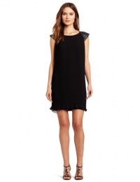 erin Erin Fetherston Women's Cap Sleeve Pleat Dress, Black/Midnight, 4