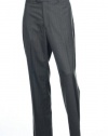 Perry Ellis Portfolio Gray Vertical Striped Flat Front Dress Pants | Size 38x32