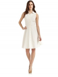 THE LOOKPoint collarButton closureSleevelessFront Princess seamsGentle pleating on skirtTHE FITAbout 38 from shoulder to hemTHE MATERIAL46% cotton/34% polyamide/20% silkCARE & ORIGINDry cleanImportedModel shown is 5'10½ (179cm) wearing US size 4. THE LOOKPoint collarButton closureSleevelessFront Princess seamsGentle pleating on skirtTHE FITAbout 38 from shoulder to hemTHE MATERIAL46% cotton/34% polyamide/20% silkCARE & ORIGINDry cleanImportedModel shown is 5'10½ (179cm) wearing US size 4.